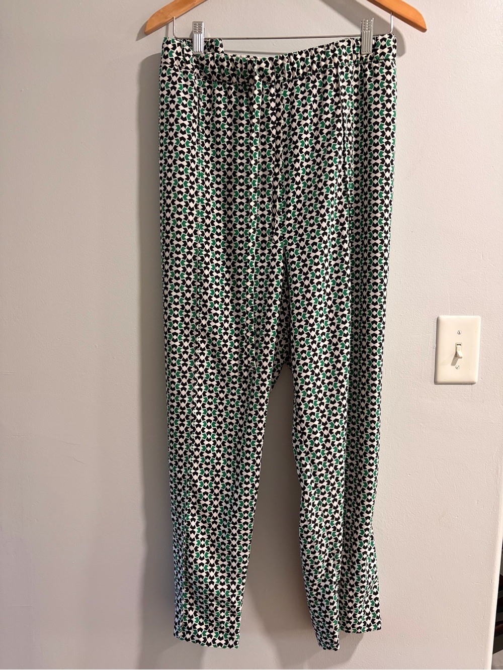 Worthington Black and Green Geometric Straight-Leg Pants